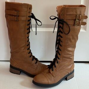 Dream Pairs Brown Lace-Up Knee Boots Size 10